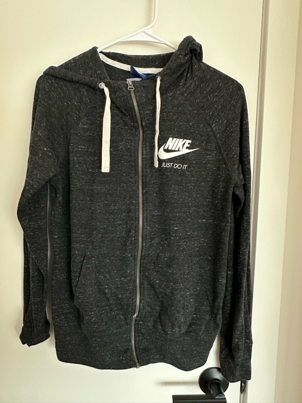 Nike Dark Gray Heather Full-Zip Hoodie with White Swoosh